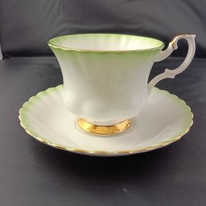 Vintage Royal Albert English  Rainbow Green Tea Cup Saucer